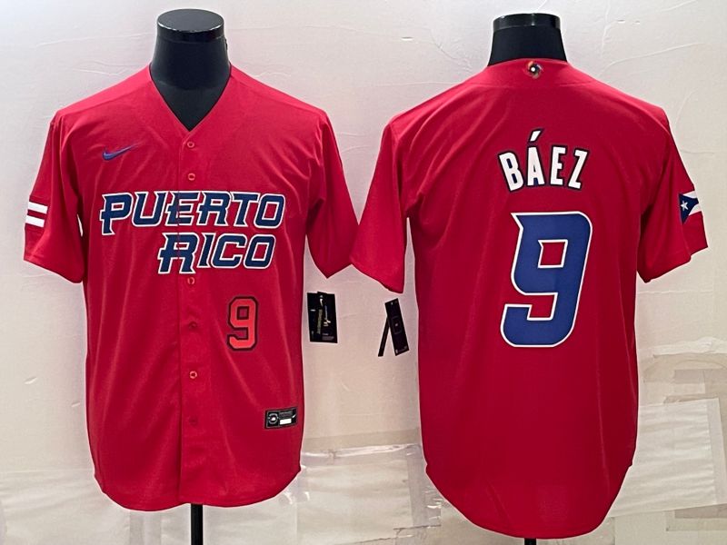 Men 2023 World Cub #9 Baez Red Nike MLB Jersey
